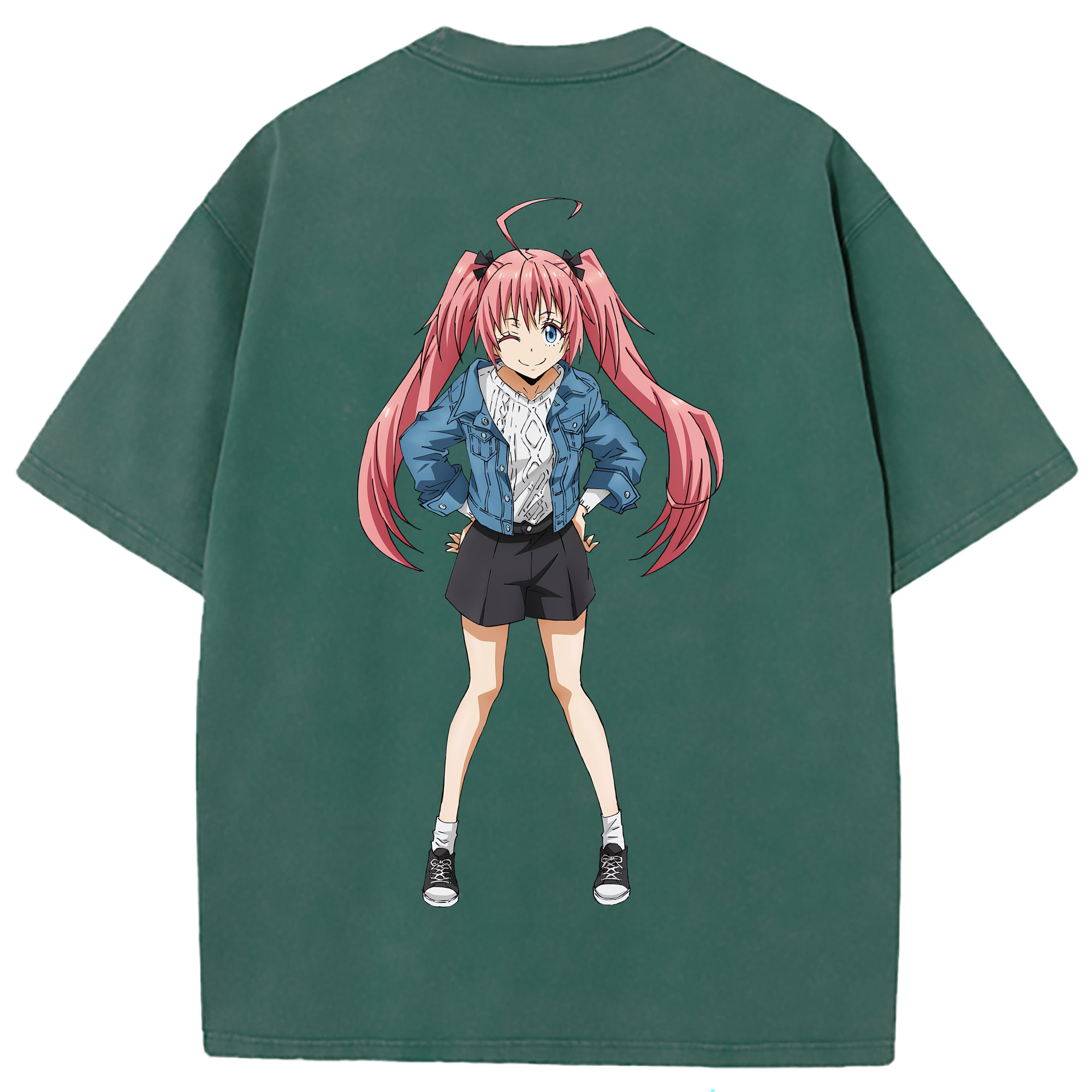 （画像用） 転スラ Regarding Reincarnated to Slime 綿100% ヴィンテージ風 半袖Tシャツ（背面プリント）